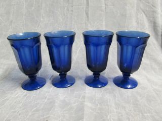 Set 4 Imperial Old Williamsburg Cobalt Blue Vintage Goblets 6.  5 " Tall
