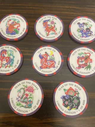 Crystal Park Casino Chips $25 Chinese Year Full Set Limited Rare 3