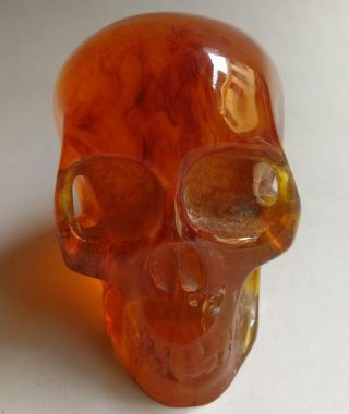 11.  5 Cm /collectible Decorate Handwork Old Burmese Amber Carving Skull Statue
