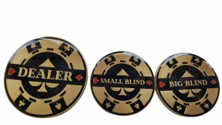 Double Sided Heavy Dealer Button,  Small Blind,  & Big Blind Poker Buttons Usa