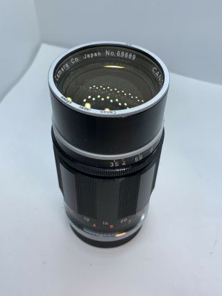 Rare Vintage Canon Lens 135mm F/ 3.  5 Japan
