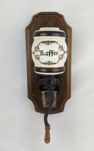 Vintage Kaffee Wall Mounted Cast Iron Porcelain German Coffee Bean Grinder Mill
