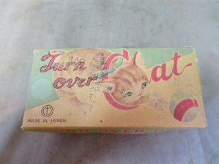 Vintage Japan Tin Litho Turn Over Cat Wind Up Toy Great