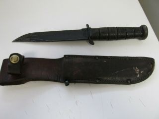 Vintage Usmc Ka - Bar Fighting Knife Olean Ny Kabar & Sheath
