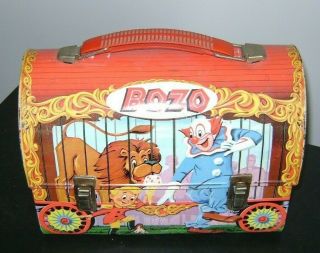 Vintage 1963 Bozo The Clown Aladdin Dome Style Metal Lunch Box Lunchbox