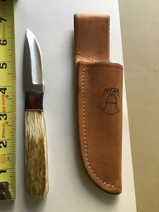 Vintage Fixed Blade Anza 1988 Custom Handmade Knife With Sheath