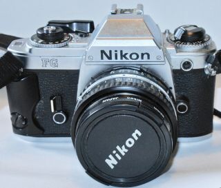 Vintage Nikon Fg 35mm Film Camera W/ Nikon E - Series 50mm 1:1.  8 Camera Lens