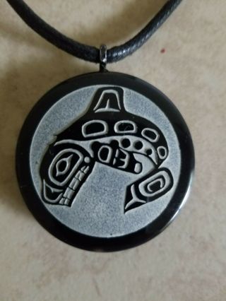 Northwest Coast Native Art Haida Moon/killer Whale (orca) Necklace 1101