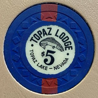 Topaz Lodge Casino Chip $5 Navy 2nd Issue Arodie