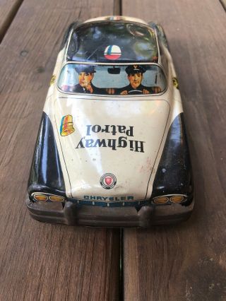 Vintage Tin Friction Police Car From Japan - Highway Patrol