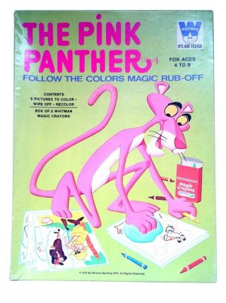 Vintage 1970 Pink Panther Cartoon Follow The Colors Magic Rub - Off Coloring Set