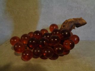 Vintage Decorative Grape Cluster Mid Century Glass Lucite Acrylic On Driftwood