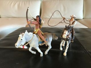 Schleich Native American Cowboy 70303 Indian 70301 Horse Toy Figurine Wild West