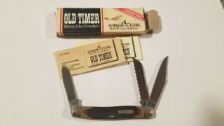 Schrade Old Timer Usa Made 890t 3 - Blade Folding Pocket Knife.  With Box.