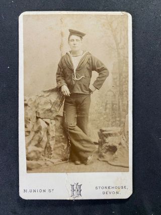 Victorian Carte De Visite Cdv: Naval Sailor: Hodge: Stonehouse Devon