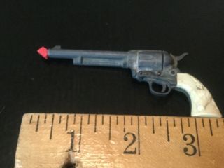 Marx Mini Toy Cap Gun Revolver Long Barrel 3 - 1/2 " Vintage Lead Six Shooter