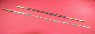 Vintage Military Style Stiletto Thin Sword With Leather Brass Scabbard