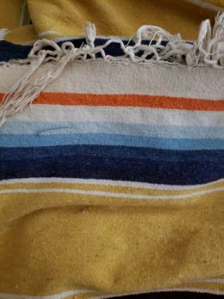 Vintage Mexican Blanket/rug Bright Multi Colors,  80 " X 45 " With Fringe
