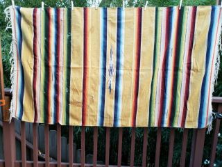 Vintage Mexican Blanket/Rug Bright Multi Colors,  80 