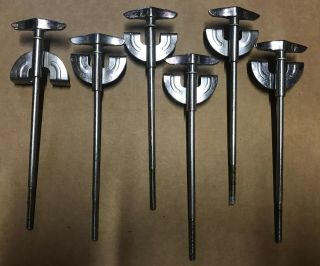 Six Bass Drum Tension Rods & T - Head Claws.  Unknown Maker.  7 - 3/8 " Long.  Vintage.