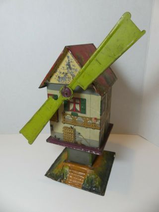 Antique Circa 1900 Tin Windmill - Steam Toy Accessory Possibly Made In Germany