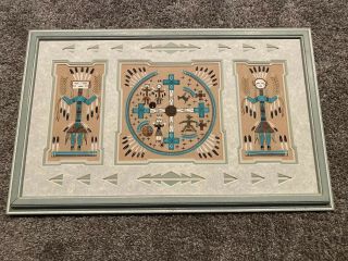 Vintage Navajo Sand Painting Whirling Log Of Creation Story By Cora Bryant