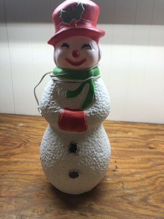 Vintage 22” Snow Lady Snowman Blow Mold Union Products Plastic Lighted 7560