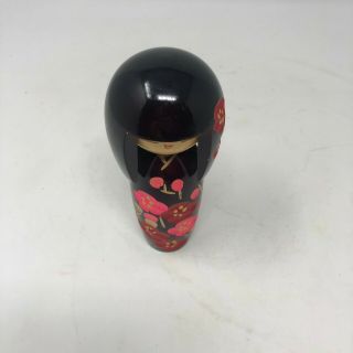 Kokeshi Doll Japanese Traditional Crafts Red Black Floral