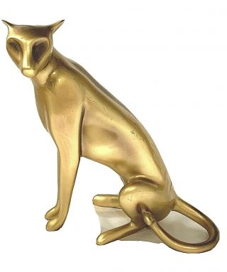 Egyptian Bastet Golden Cat Goddess Bast Statue 11” Sculpture - Figurine
