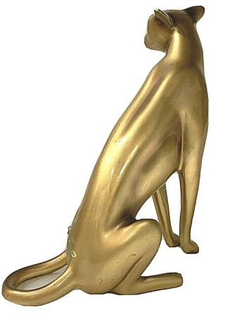 Egyptian Bastet Golden Cat Goddess Bast Statue 11” Sculpture - Figurine 2