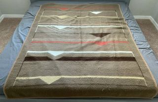 Vintage Biederlack Reversible Camp Aztec Southwest Blanket 58 W x 76 L USA Made 2