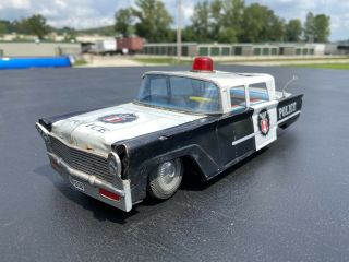 Vintage 50’s Highway Patrol Tin Toy Car Made In Japan Antique Battery Police Car