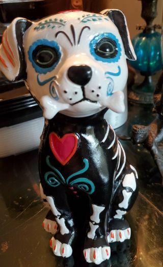 Tattoo Day Of The Dead Dog Hand Painted Punk Halloween Memorial Skull Mexico