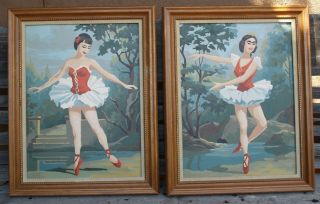 Vintage Paint - By - Number " Ballet Artistry " - 2 Paintings - Craft Master 1958