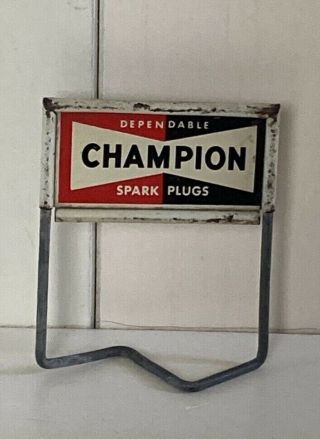 1950s Dependable Champion Spark Plugs Miniature Metal Sign Advertising Tin Toy