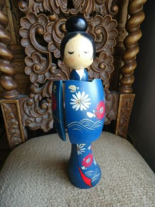 Vintage Japanese Kokeshi Wood Doll 11.  5 " Hand Crafted Japan
