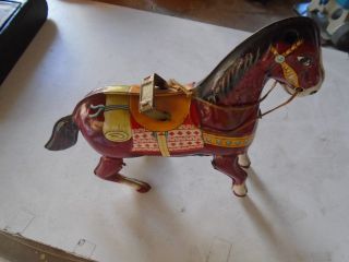Vintage Wind Up Tin Toy Horse Made In Japan Rare