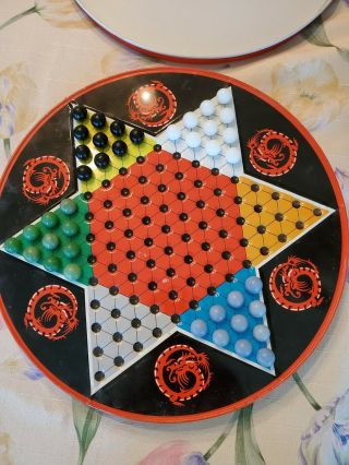 Vintage Metal Ohio Art Tin Metal Double Sided Chinese Checkers Checkers Game Oh