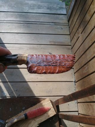 Red Mahogany Obsidian Antler Handle Knife Unique Western