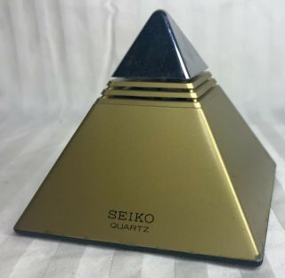 Seiko Quartz Pyramid Talking Alarm Clock Da571g Vintage Gold Chrome