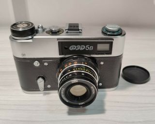 Fed - 5 V Vintage Rangefinder Film Camera Russian Leica M39 With Industar - 61,  Case