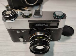 FED - 5 V Vintage Rangefinder Film Camera Russian Leica M39 with Industar - 61,  case 3