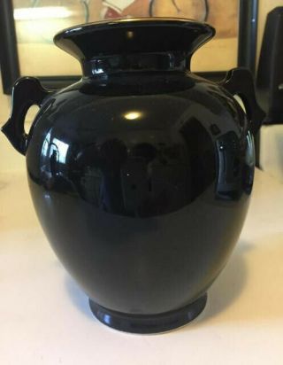 Vintage Black Japanese Porcelain Vase With Handles Ht.  - 6 1/2 
