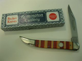 1988 Remington R1615 Fisherman Knife Candy Stripe Celluloid Handles Made In Usa