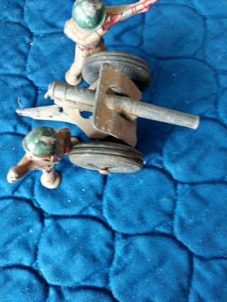Barclay Lead Toy Soldiers & Field Cannon W/rubber Wheels