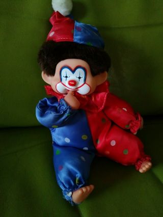 Vintage Corky Clown 8 " Thumb Sucking Monchhichi Monkey - California Stuffed Toys