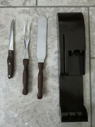 Vtg Cutco 3 Pc Vintage Knife Set 21 27 28 Spreader Fork Wall Mount Holder Usa