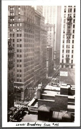 Vintage Photograph 1927 Charles Lindbergh Parade Broadway York Old Photo