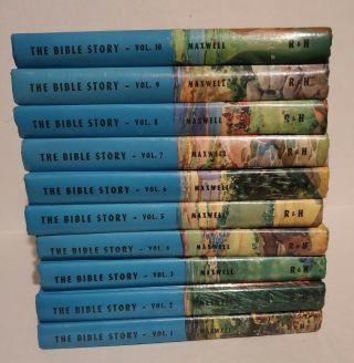 Vintage 1950s The Bible Story Complete Set Volume 1 - 10 Arthur S.  Maxwell Vgc