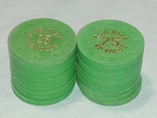 20 Green 25,  Fun Nite Poker Chips,  No Cash Value